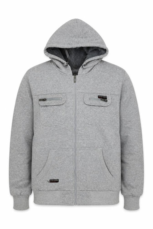 Fly Guy Men's Grey L Full Zip Hooded Windbreaker Jacket