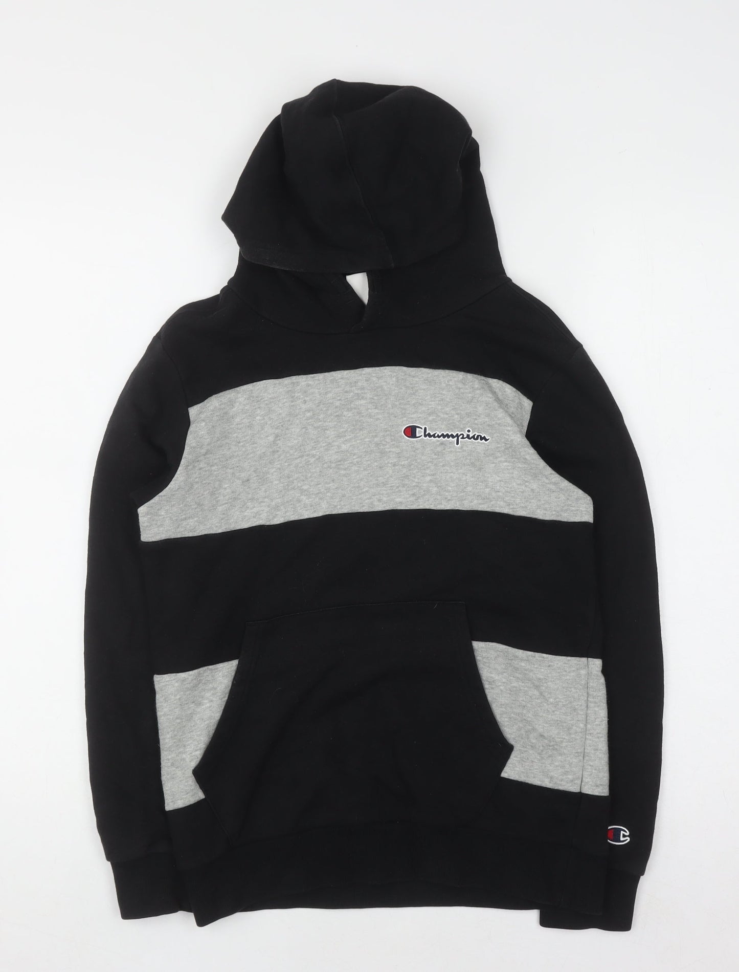 Champion Boys Black and Grey Pullover Hoodie Size 11-12 Years Lined Casual