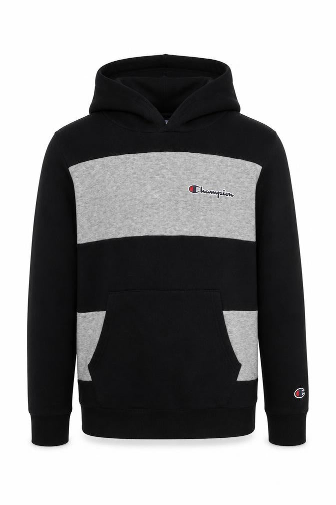 Champion Boys Black and Grey Pullover Hoodie Size 11-12 Years Lined Casual