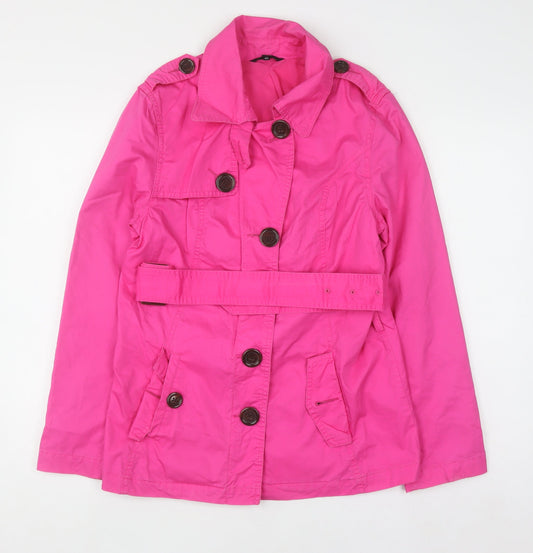 Marks and Spencer Women's Pink Cotton Belted Trench Coat Size 12