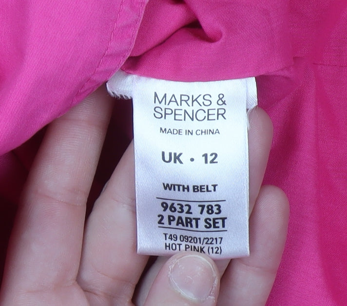 Marks and Spencer Women's Pink Cotton Belted Trench Coat Size 12
