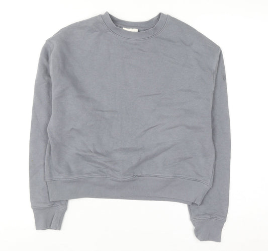 Pull & Bear Women Grey XS Pullover Sweatshirt Cotton Blend Casual