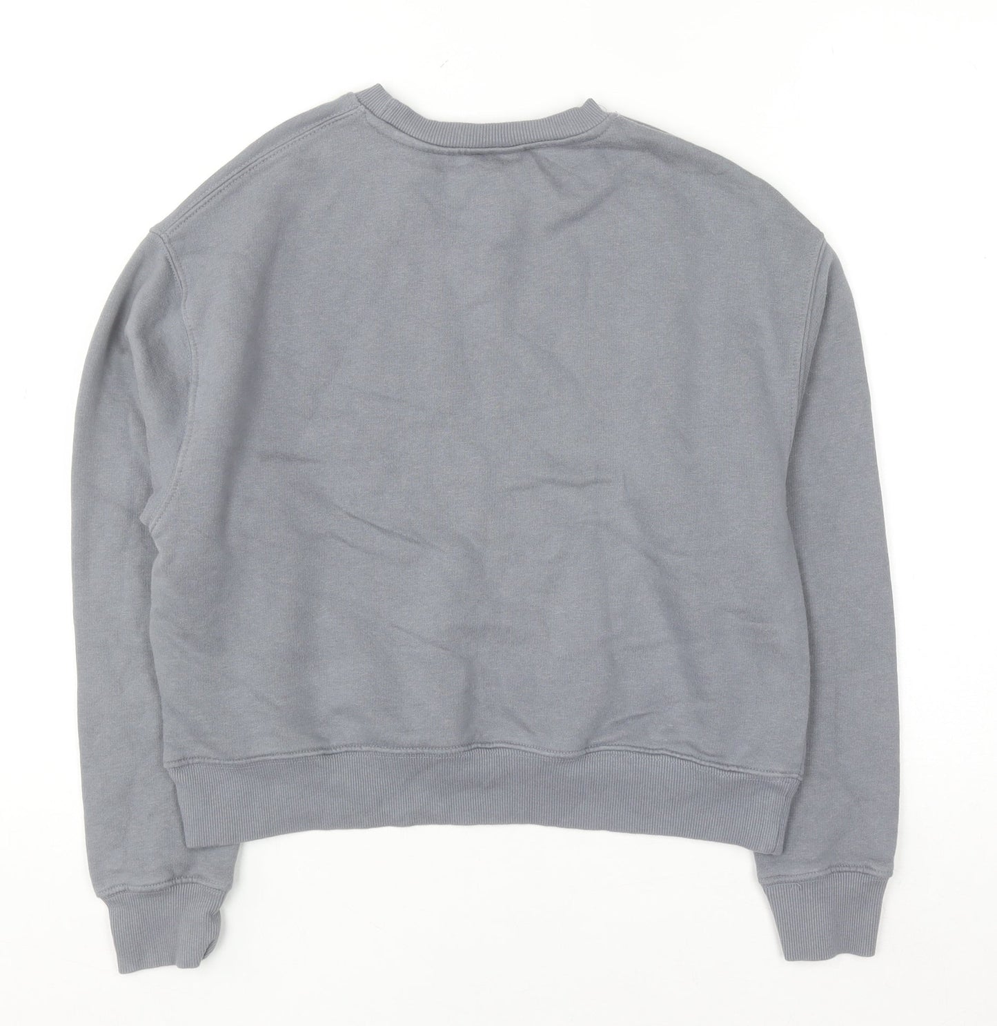 Pull & Bear Women Grey XS Pullover Sweatshirt Cotton Blend Casual
