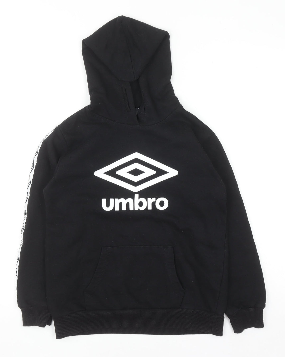 Umbro Boys Black Pullover Hoodie 7-8 Years Cotton Blend Logo Sportswear