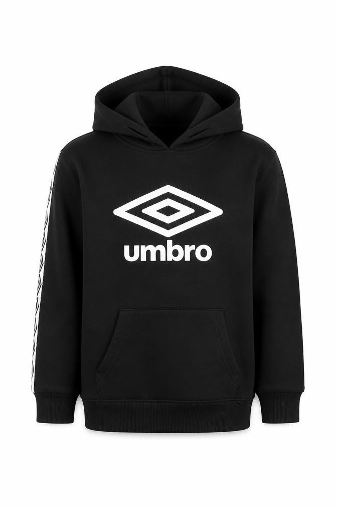 Umbro Boys Black Pullover Hoodie 7-8 Years Cotton Blend Logo Sportswear