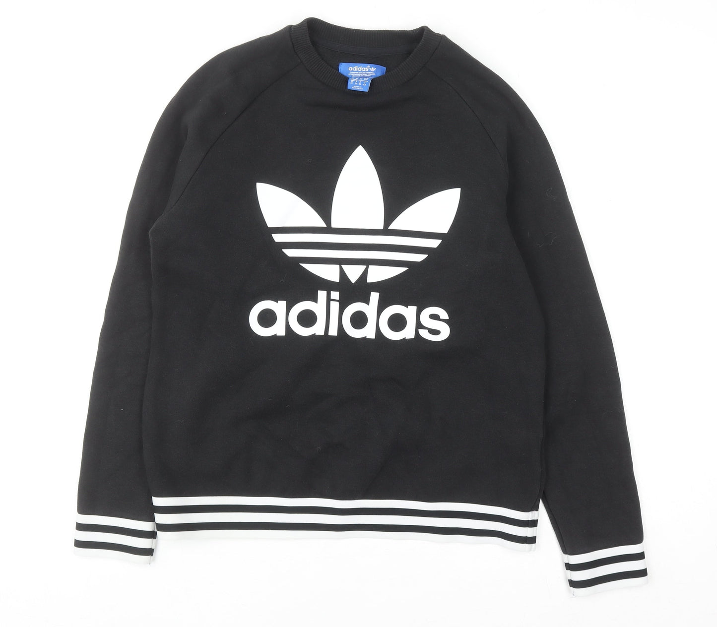 Adidas Women Black Crew Neck Sweatshirt Size 10 Cotton Blend