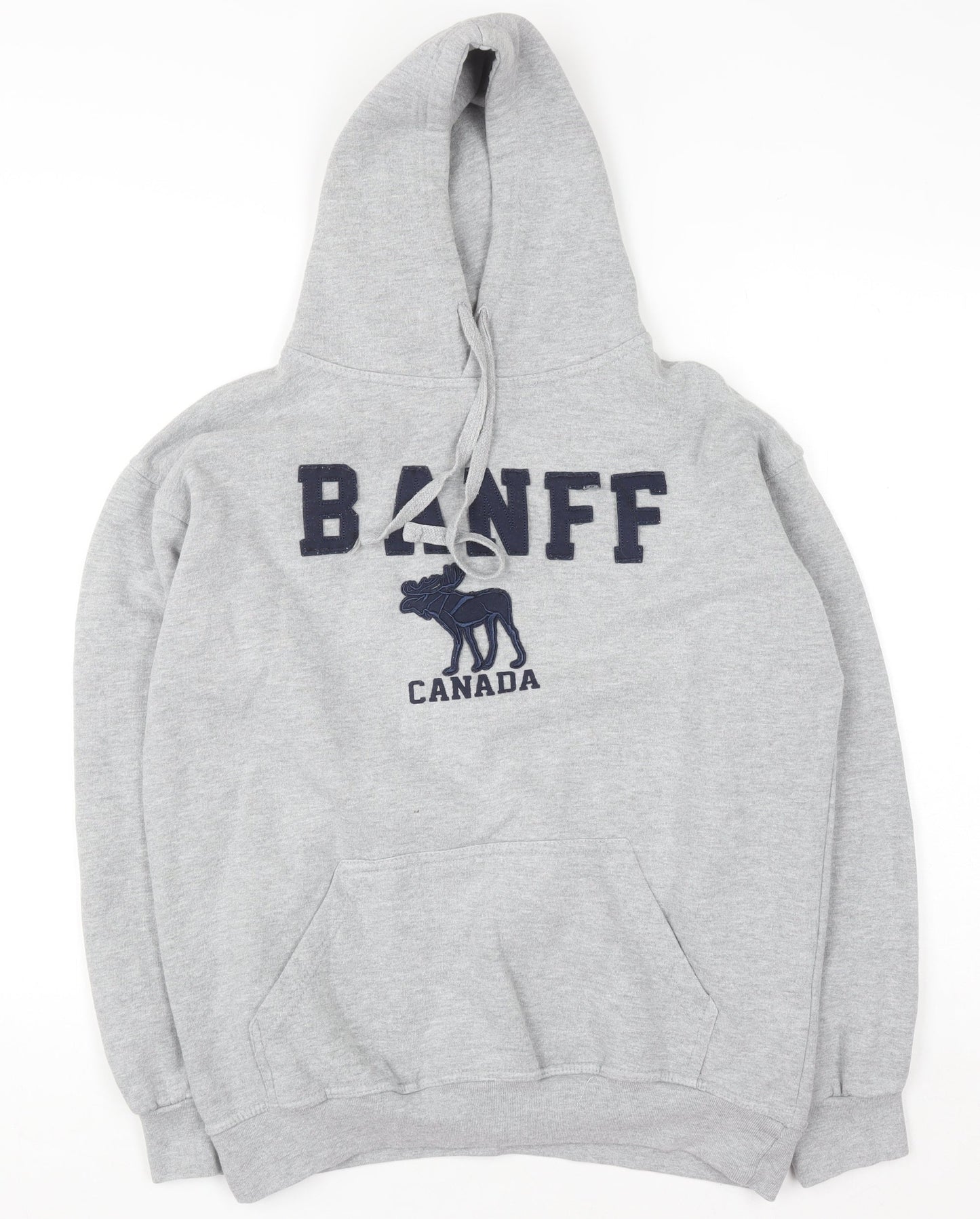 River Wear Men's Grey Pullover Hoodie M Embroidered Banff Canada Fleece