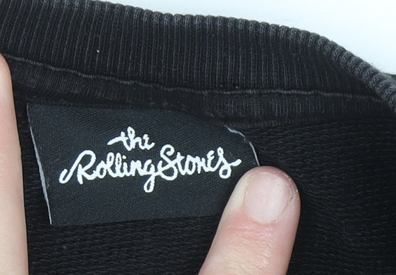 The Rolling Stones Women's Black Leopard Logo Pullover Sweatshirt UK 12