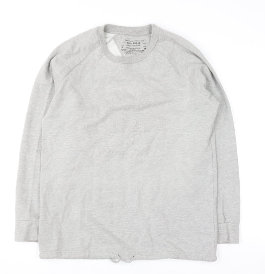 Pull&Bear Women's Grey Crew Neck Long Sleeve Pullover Sweatshirt Size 12