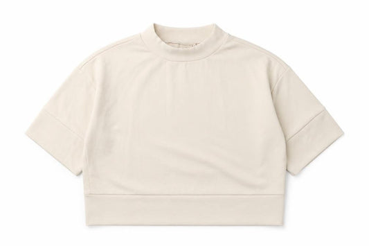 Peppercorn Women’s Beige Mock Neck Short Sleeve Jersey Top M