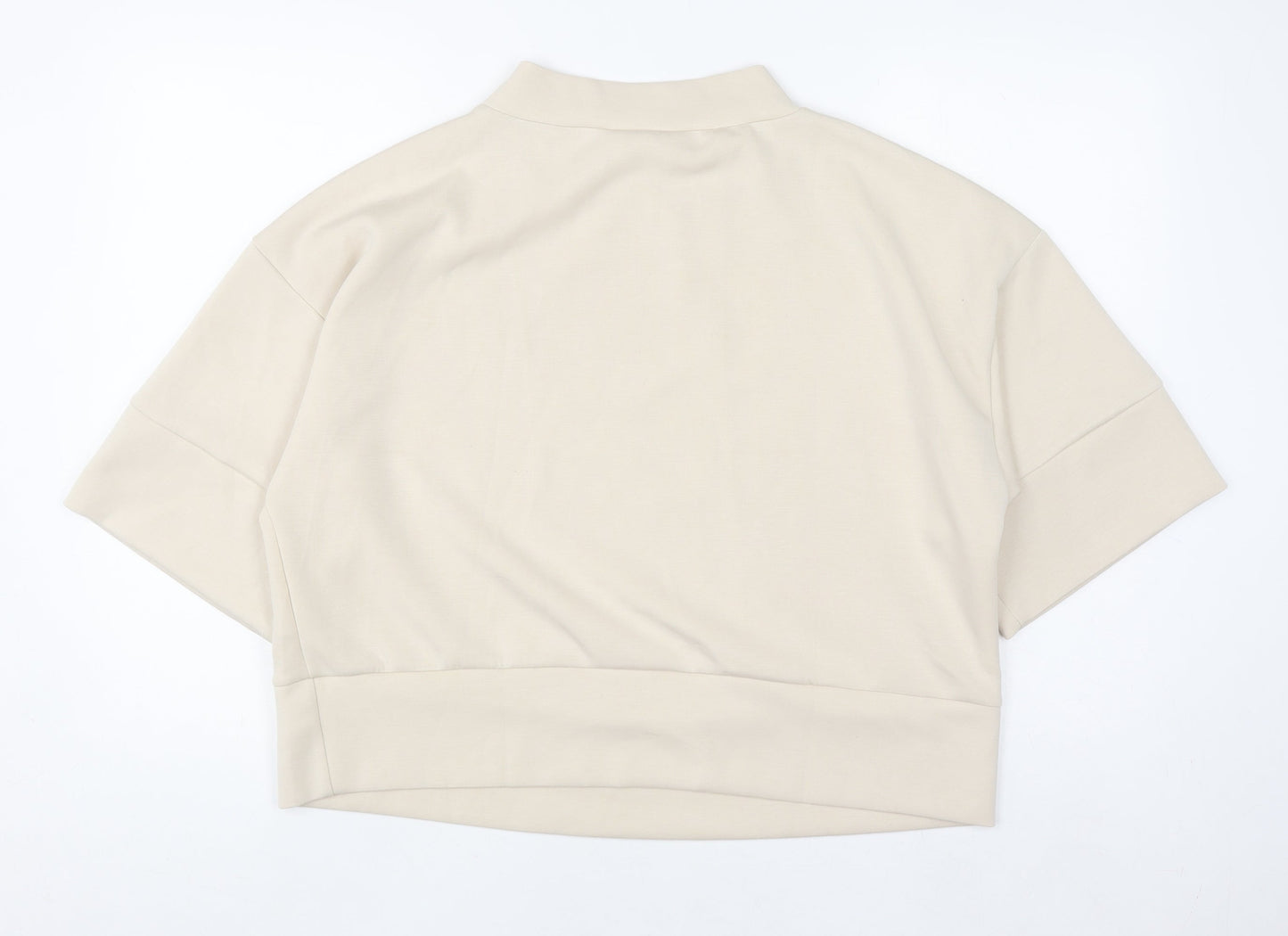 Peppercorn Women’s Beige Mock Neck Short Sleeve Jersey Top M