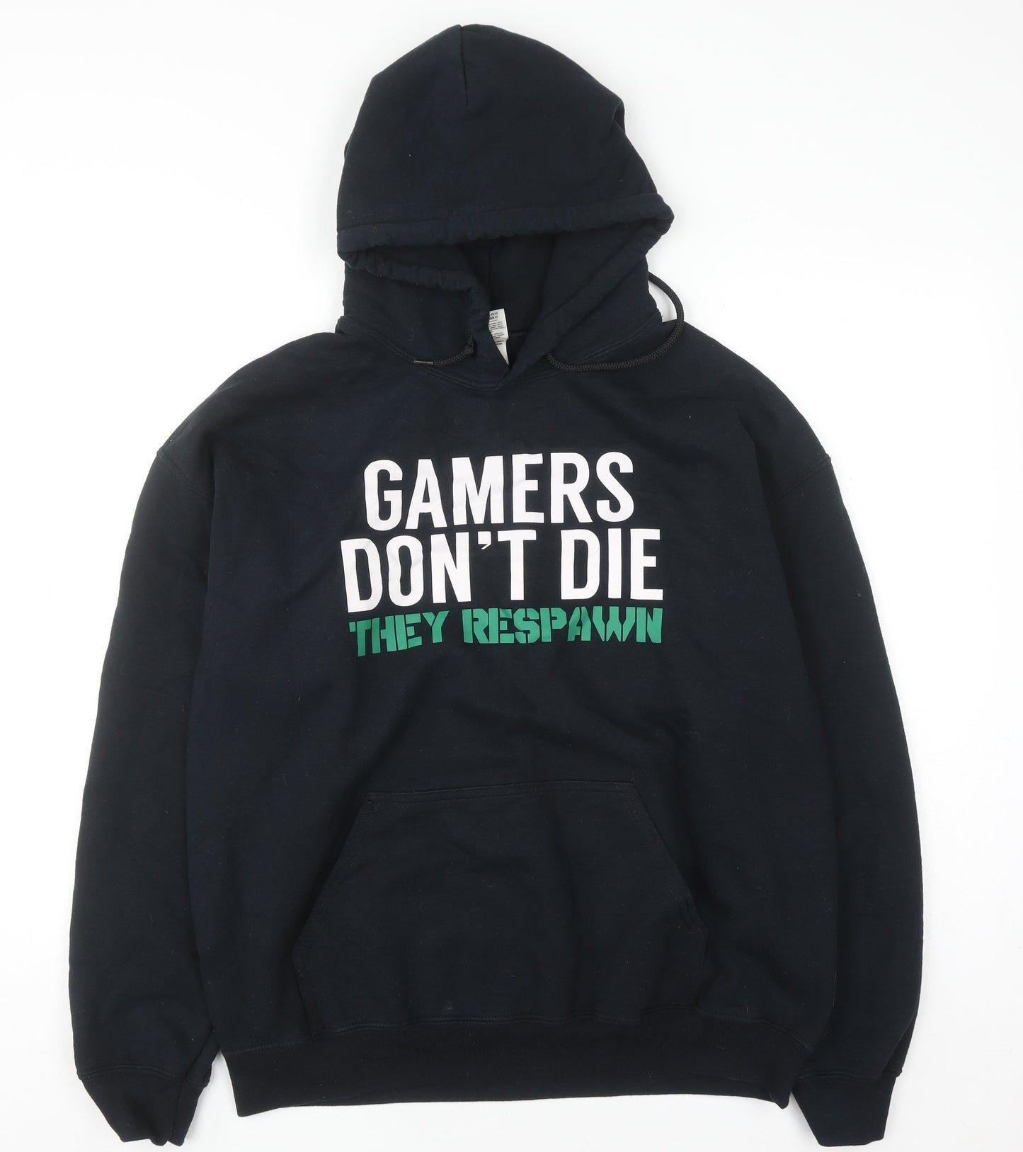Gildan Men's Black Pullover Hoodie L Gamers Don't Die Graphic