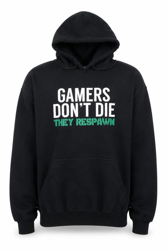 Gildan Men's Black Pullover Hoodie L Gamers Don't Die Graphic