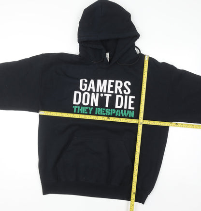 Gildan Men's Black Pullover Hoodie L Gamers Don't Die Graphic