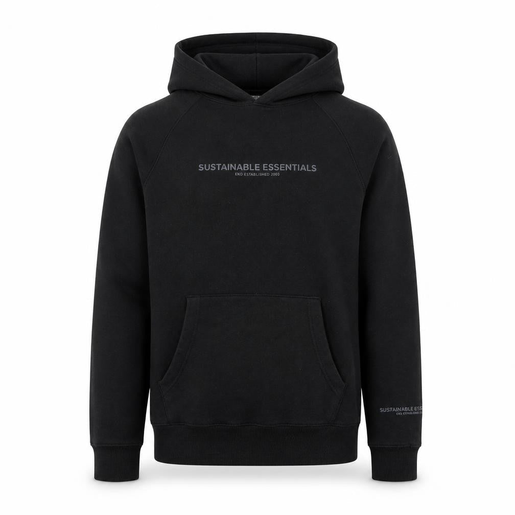 EKO Sustainable Essentials Men's Black Pullover Hoodie S Regular Fit