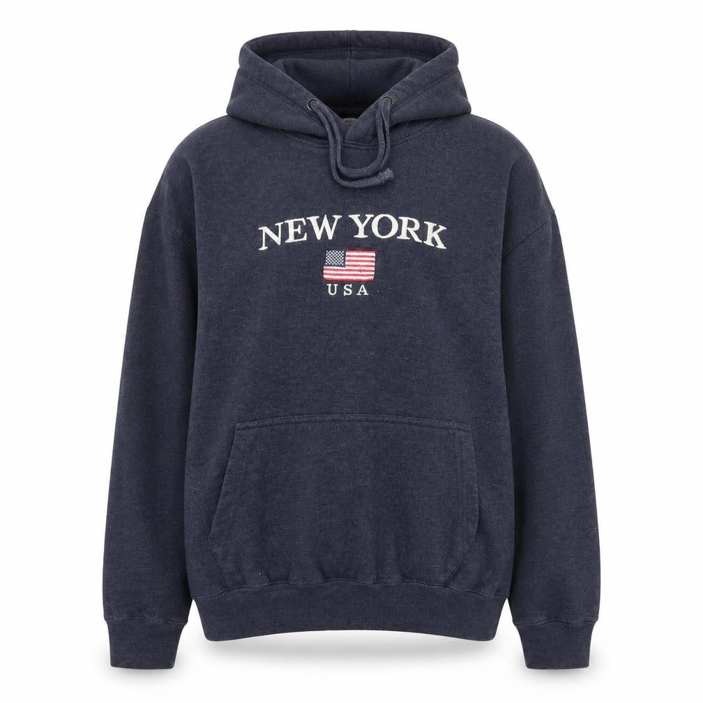 NYC Screen Printing Inc Women Navy Pullover Hoodie Medium Cotton Blend