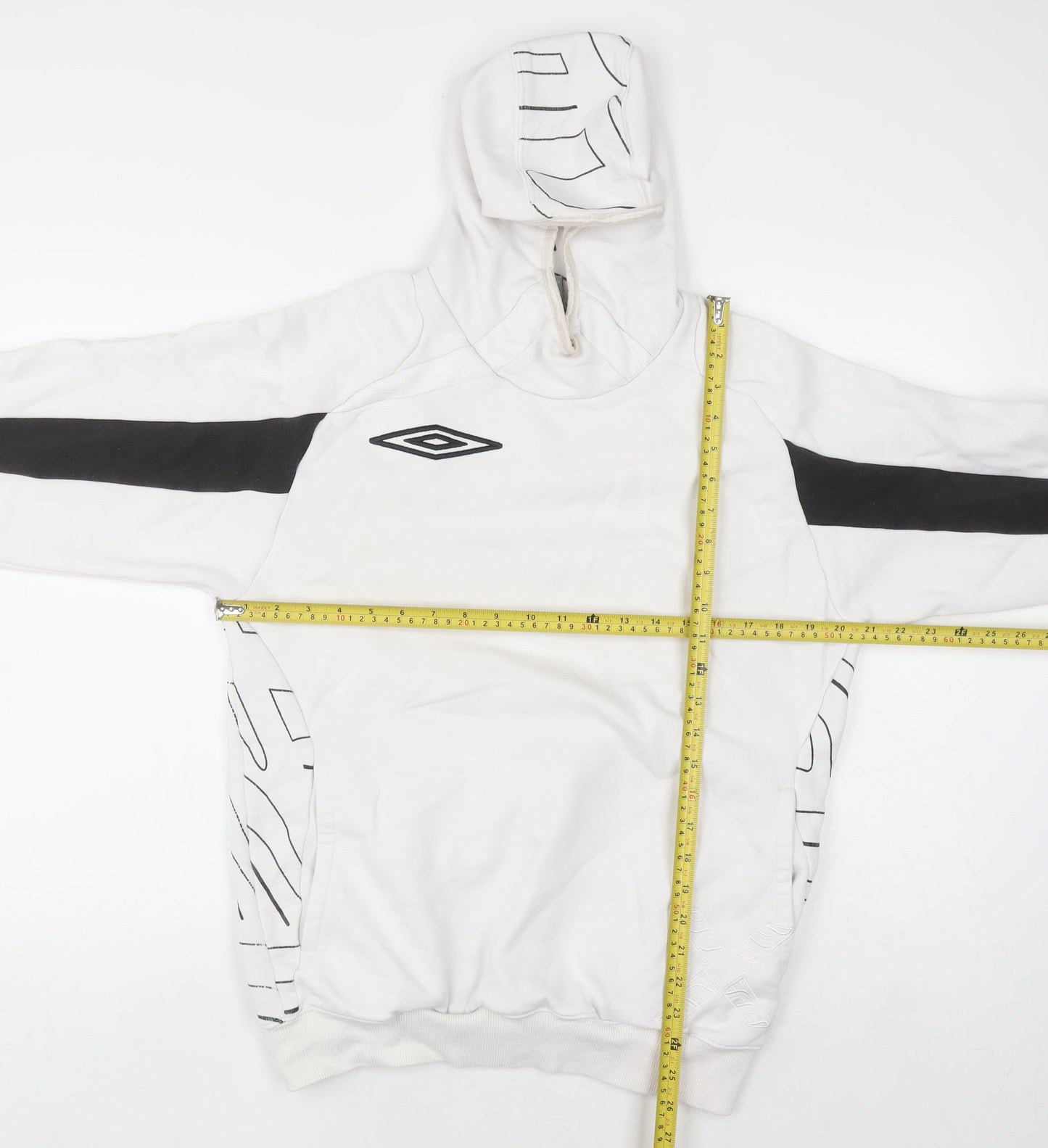 Umbro Men's White Pullover Hoodie M Sports Graphic Print Cotton Blend