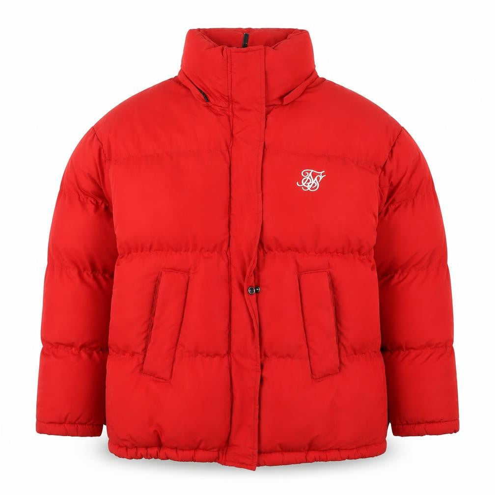 SikSilk Women's Red Puffer Jacket Size 8 Polyester Winter Coat