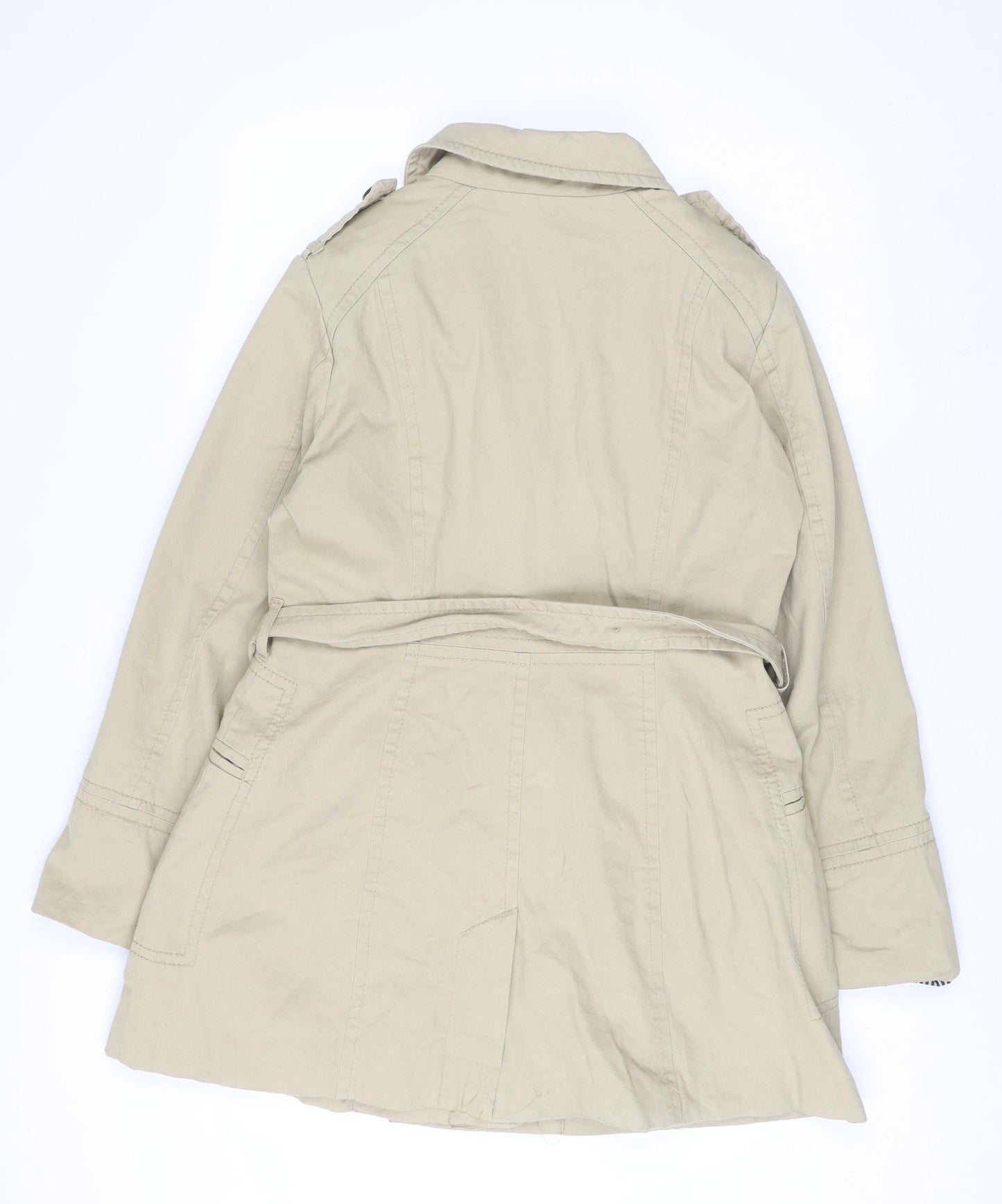 H&M Women’s Beige Trench Coat Size 16 Belted Cotton Twill Classic