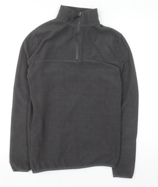 ASOS DESIGN Men's Grey Fleece 1/2 Zip Pullover Sweatshirt XS