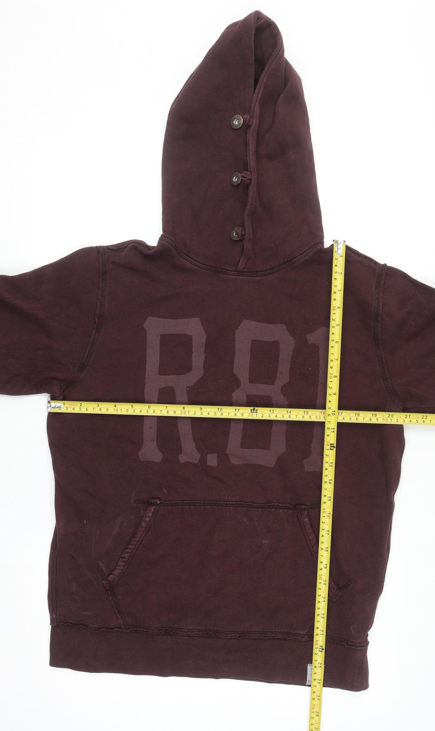 Replay Women’s Burgundy Button Hooded Pullover Sweatshirt Size L