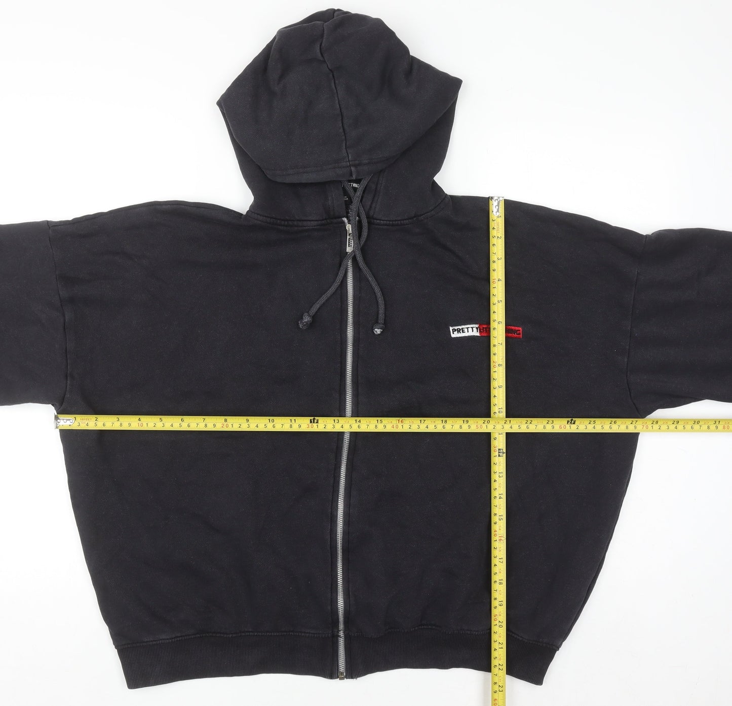 PrettyLittleThing Women Black Full Zip Hoodie S Cotton Blend