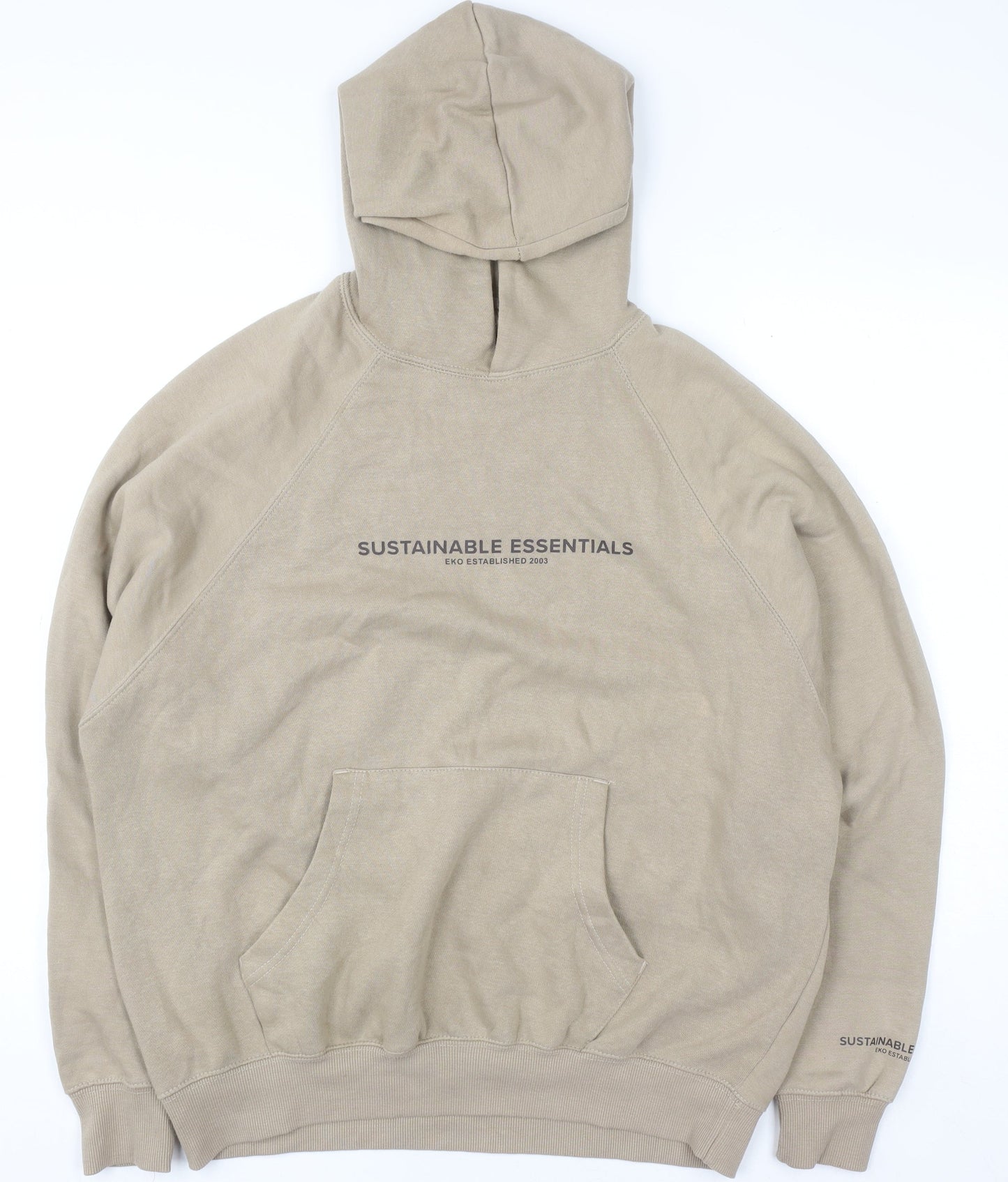 EKO Sustainable Essentials Men's Beige Pullover Hoodie Size S