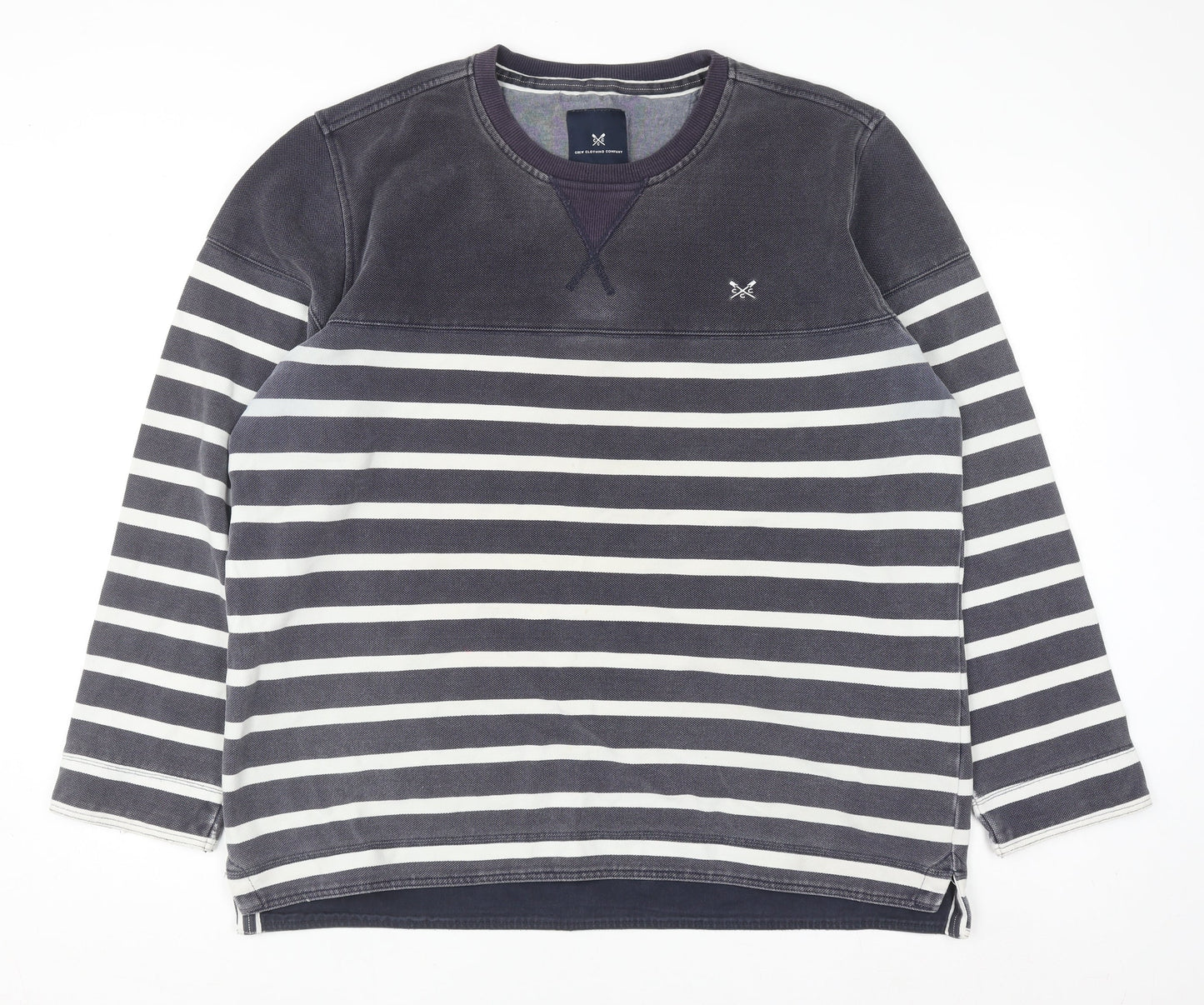 Crew Clothing Company Men's Blue Striped Pullover Sweatshirt XL