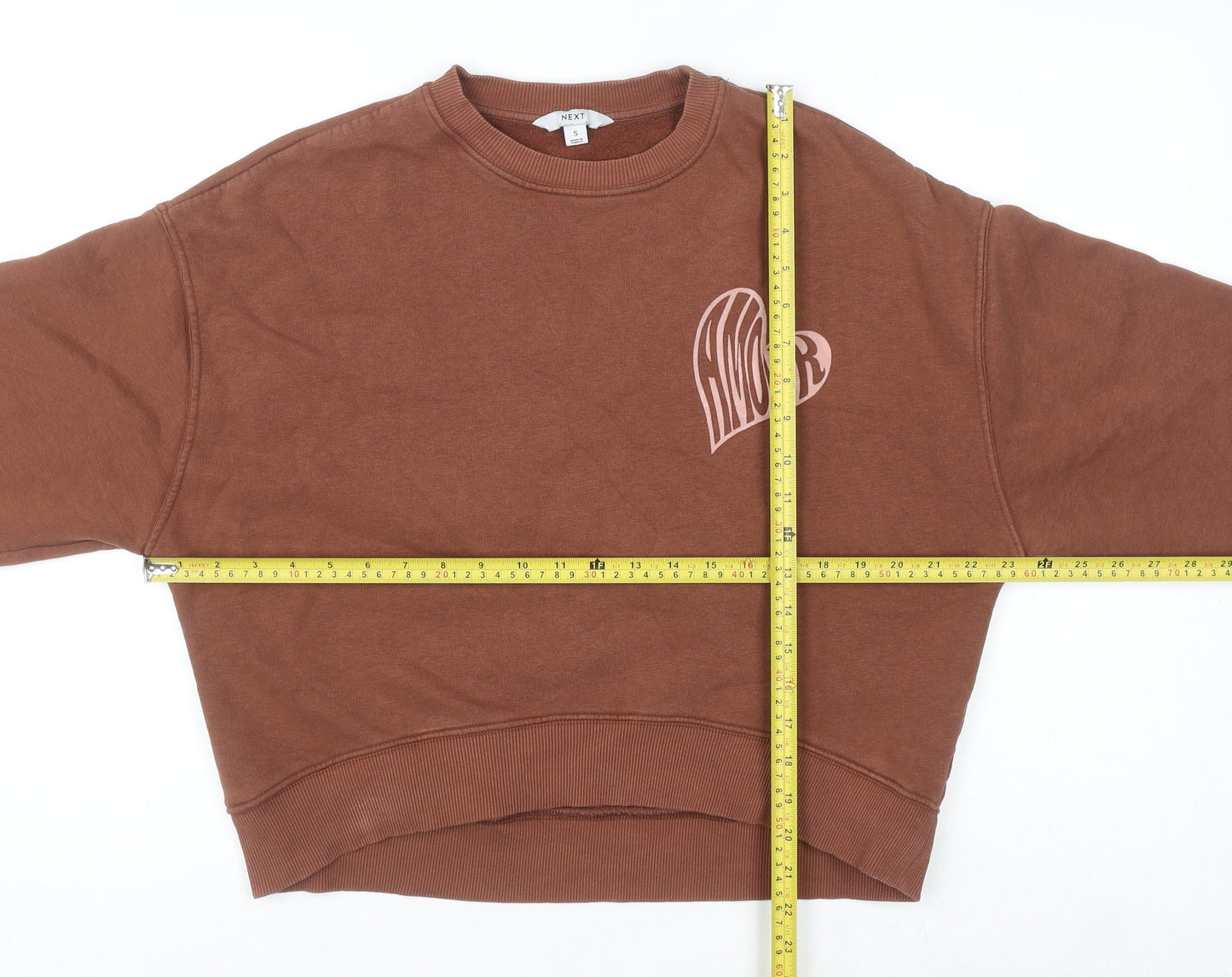 NEXT Women’s Brown 'Amour' Graphic Cotton Sweatshirt Size S