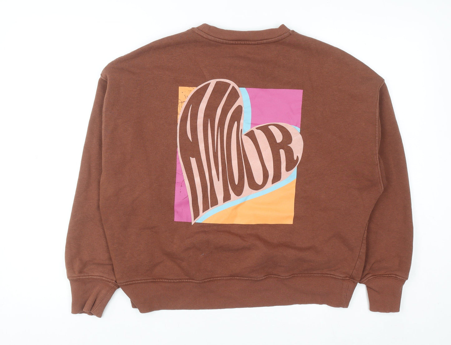 NEXT Women’s Brown 'Amour' Graphic Cotton Sweatshirt Size S