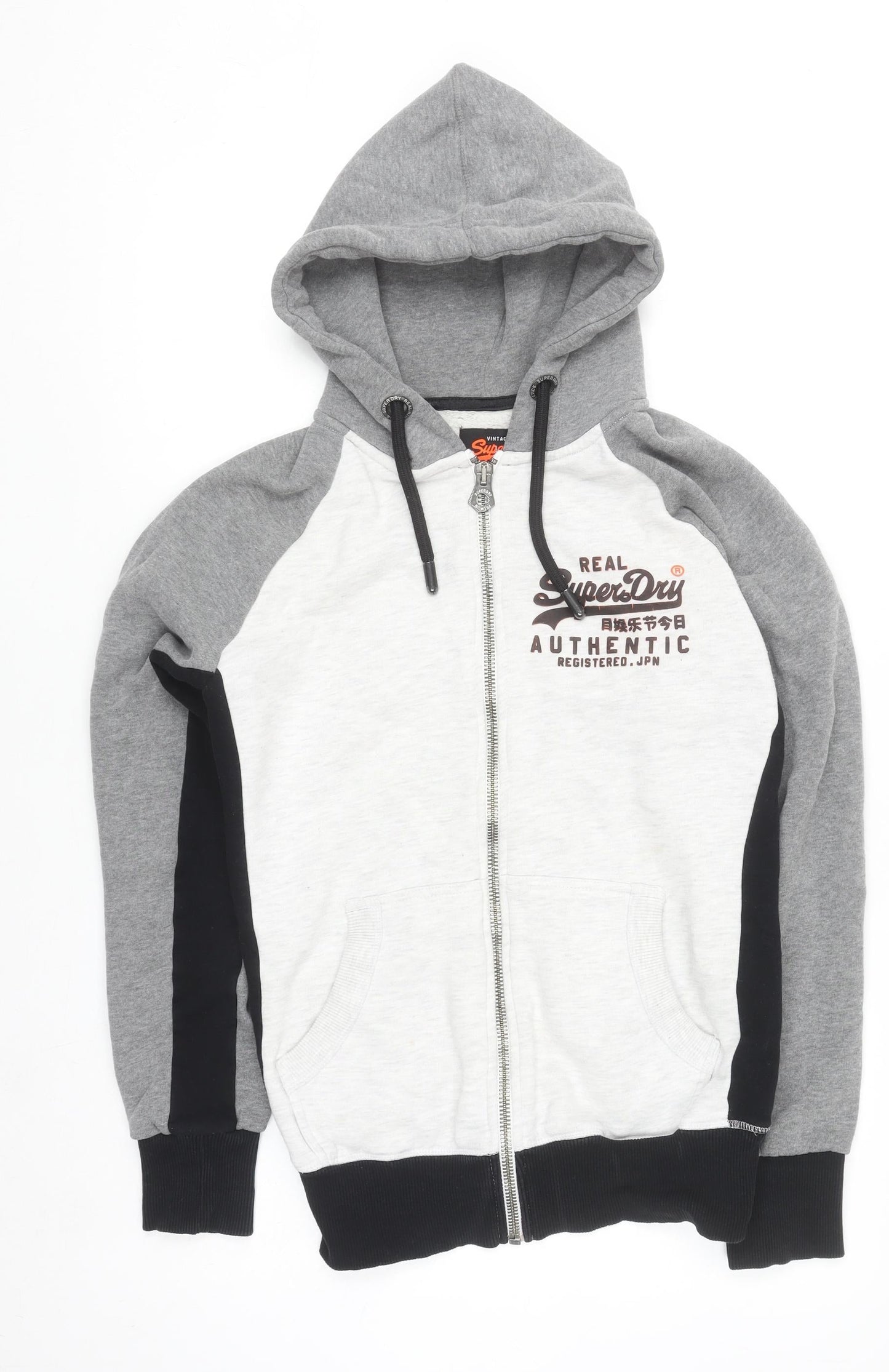 Superdry Men's Grey Full Zip Hoodie Size S Regular Fit Classic Style