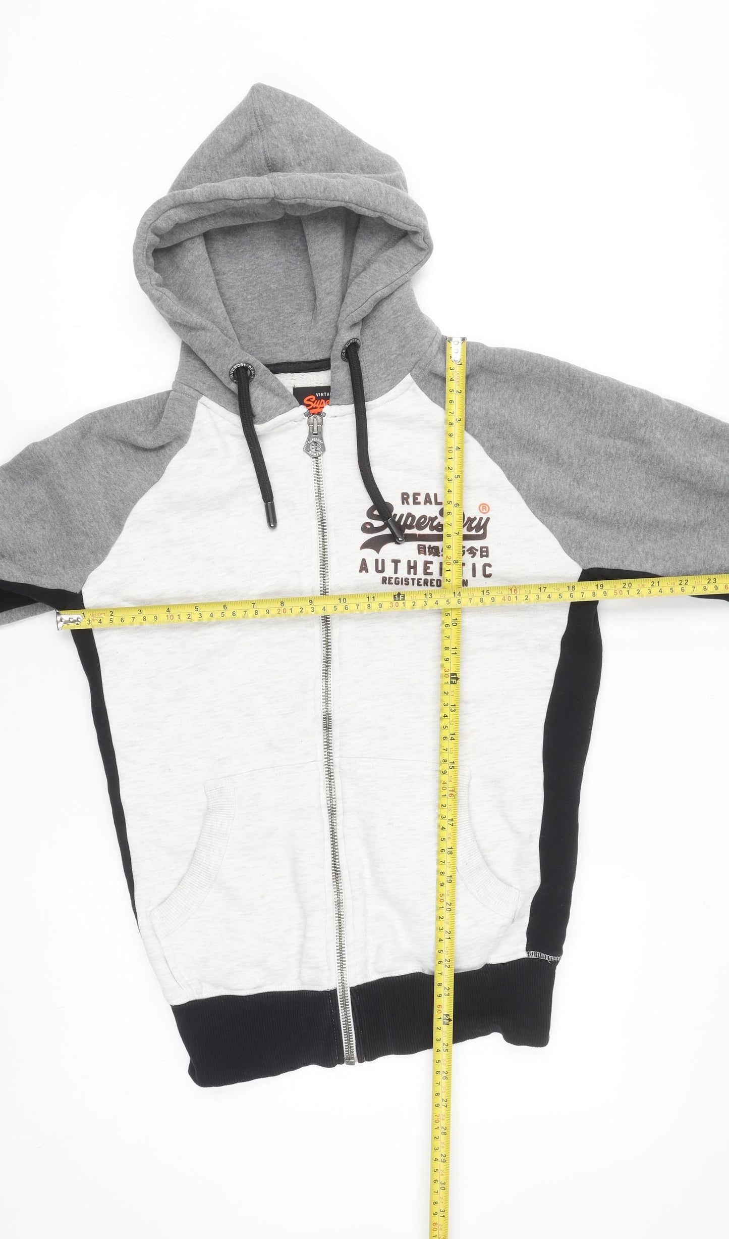 Superdry Men's Grey Full Zip Hoodie Size S Regular Fit Classic Style