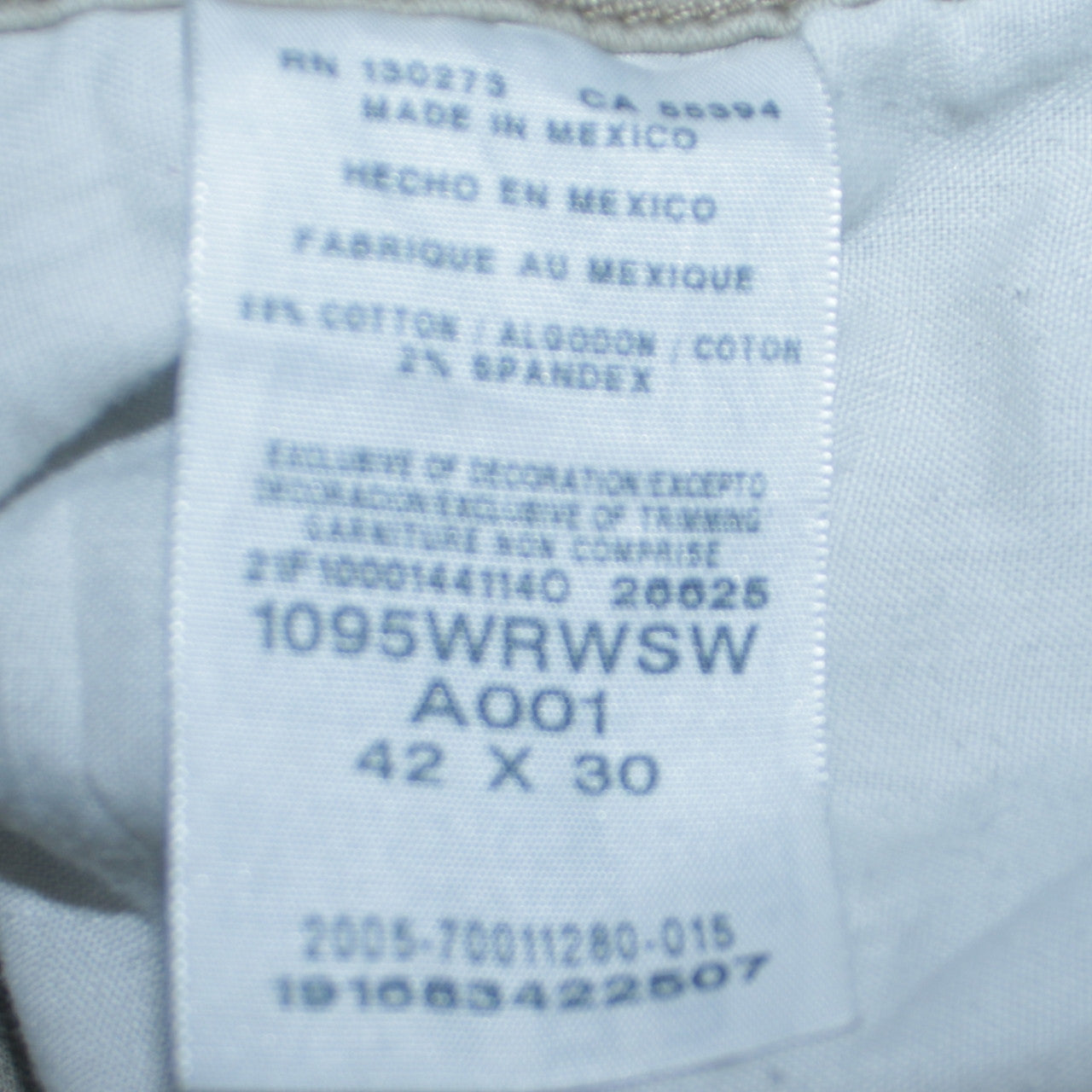 Wrangler Men's Beige Straight Fit Denim Jeans 42x30 Regular