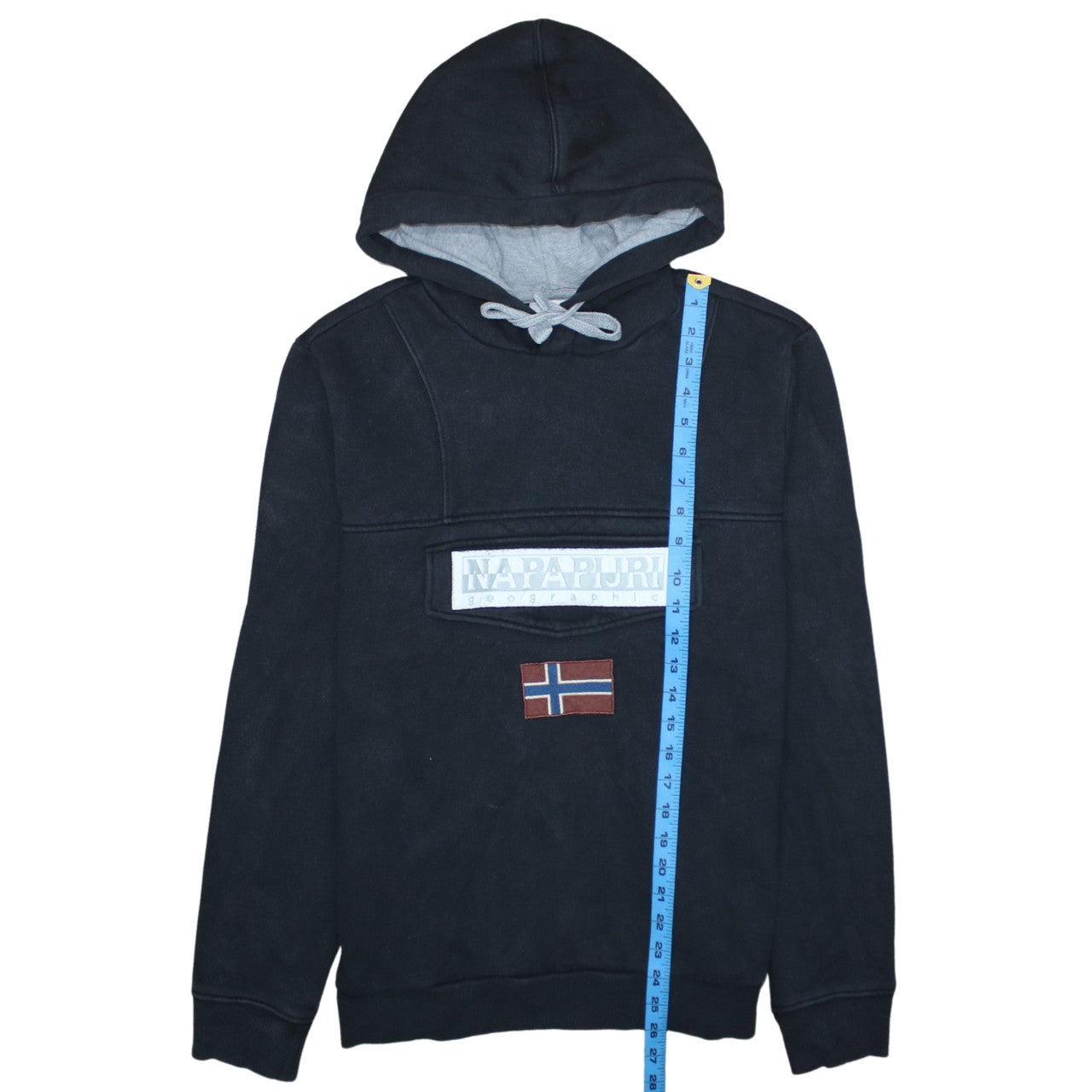 Napapijri Men's Black Pullover Hoodie M Logo Fleece Sweatshirt