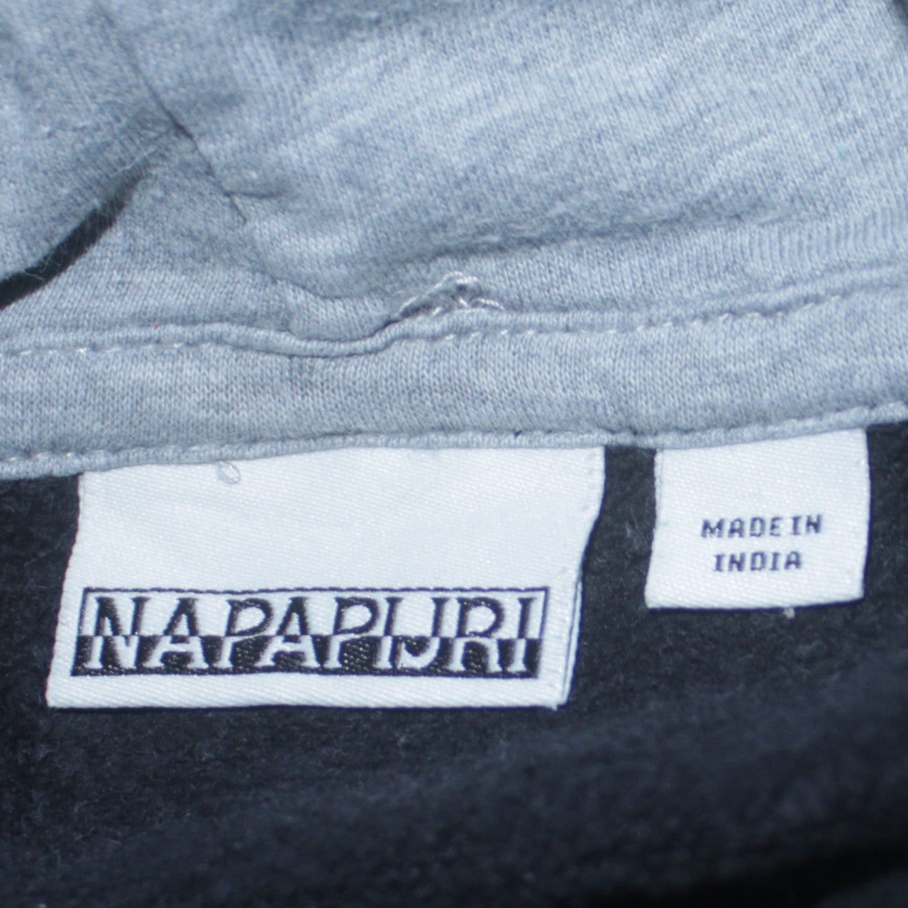 Napapijri Men's Black Pullover Hoodie M Logo Fleece Sweatshirt