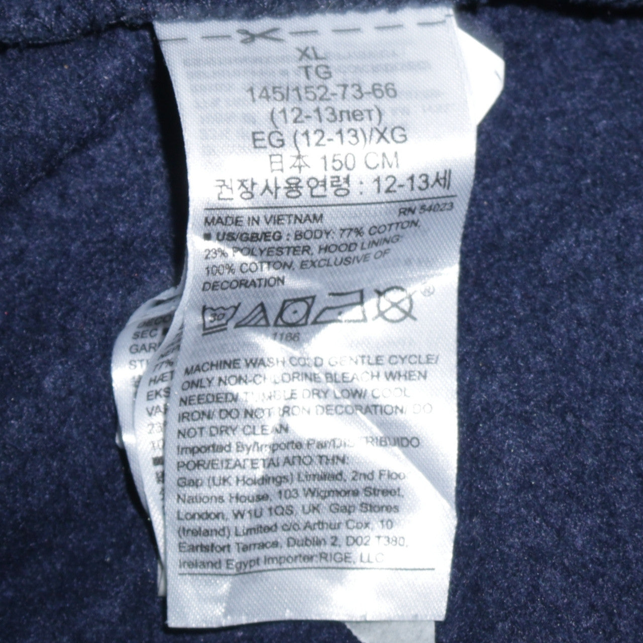 GAP Kids Boys Navy Blue XL Pullover Hoodie Cotton Blend Logo Design