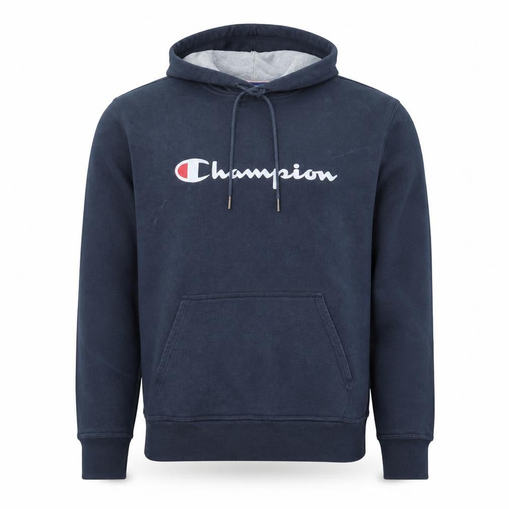Champion Men's Blue Pullover Hoodie M Logo Fleece Athletic Sweatshirt