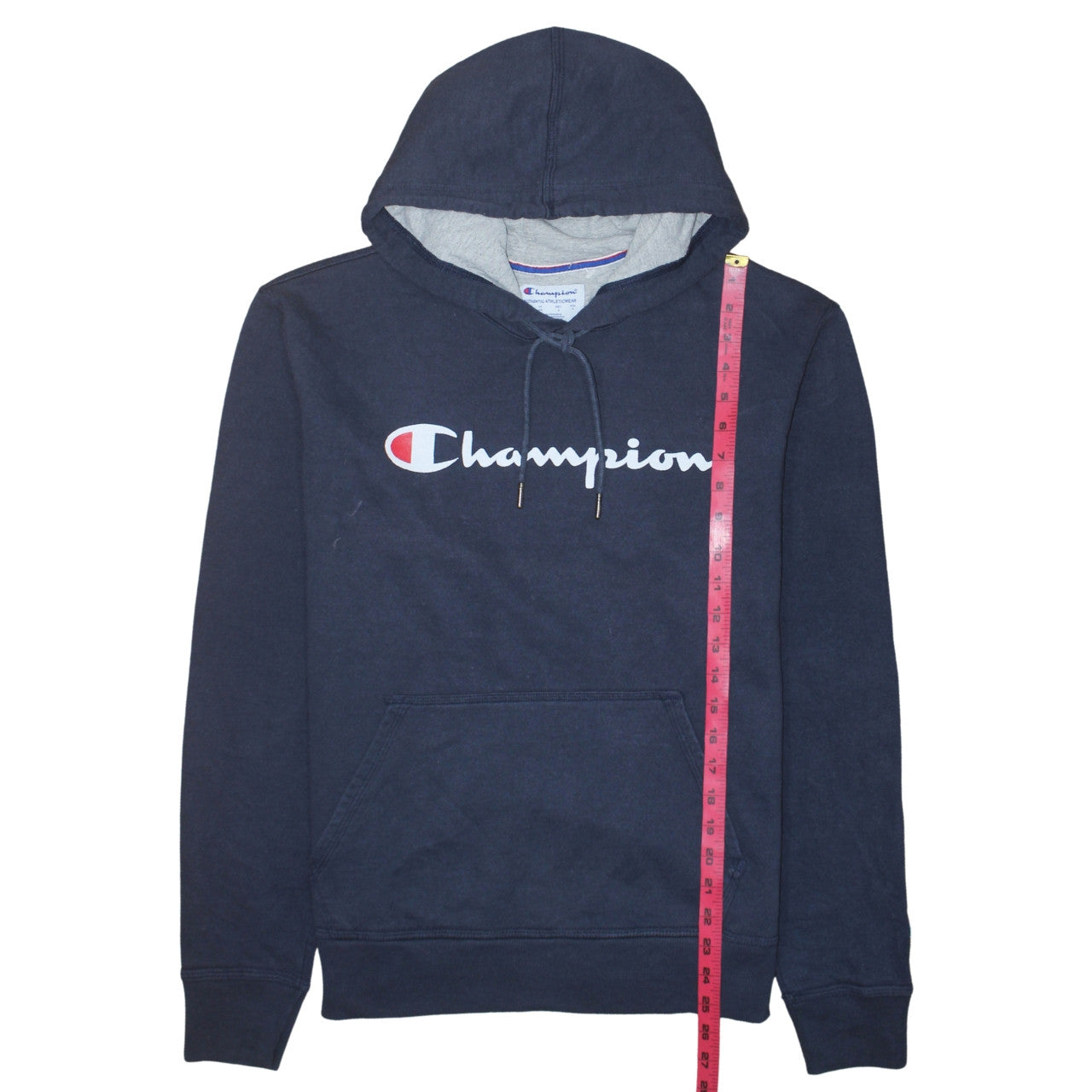 Champion Men's Blue Pullover Hoodie M Logo Fleece Athletic Sweatshirt