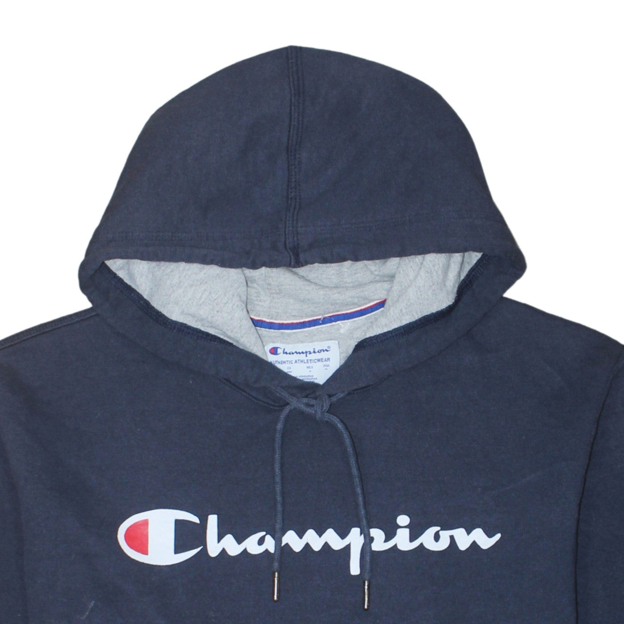 Champion Men's Blue Pullover Hoodie M Logo Fleece Athletic Sweatshirt