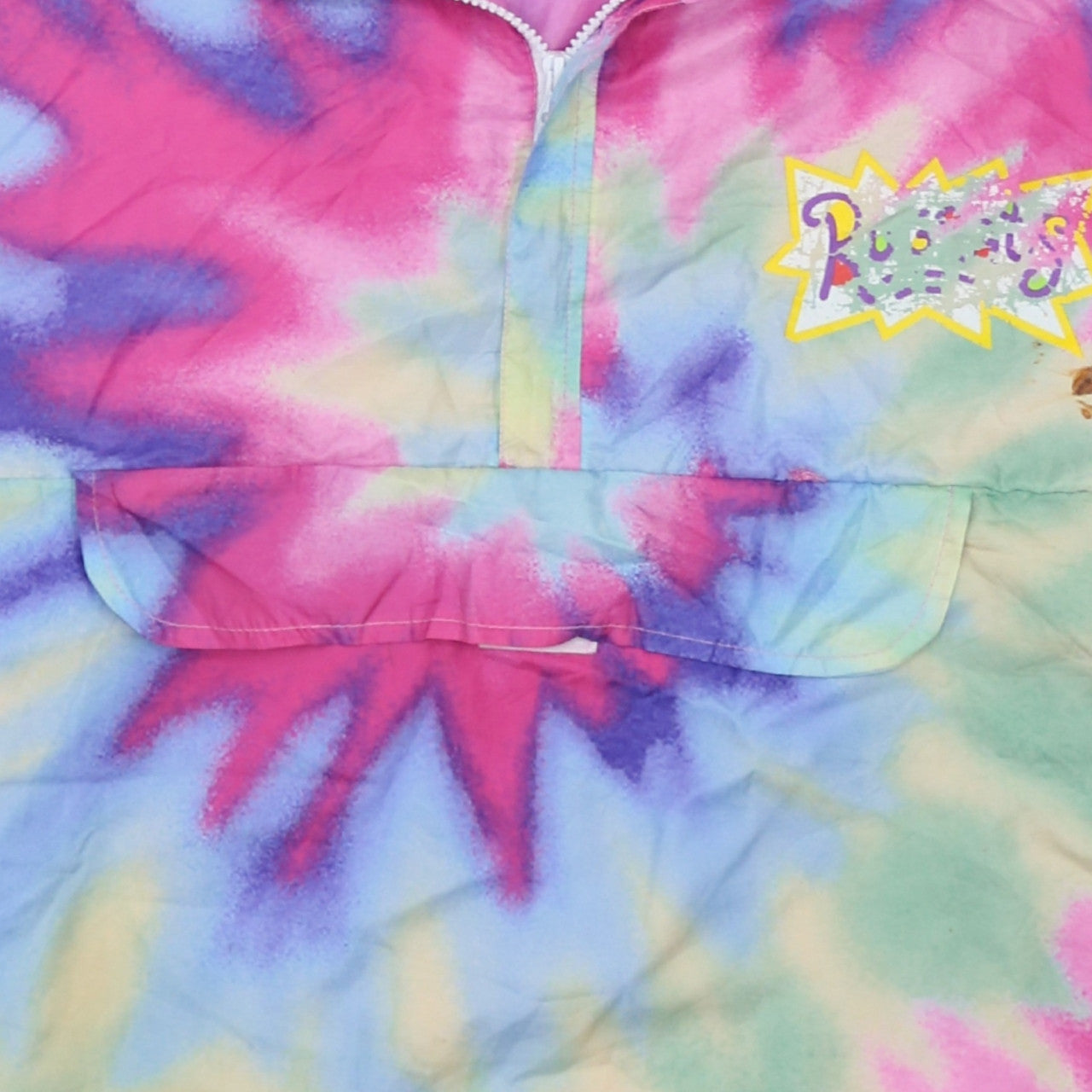 Nickelodeon Womens Multicoloured Pullover Hoodie Rugrats 3X Tie Dye Hooded Sweatshirt