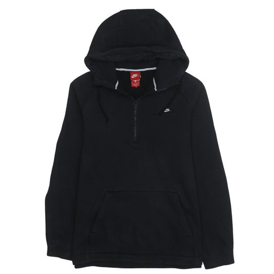 Nike Women Black L 1/2 Zip Hoodie Cotton Blend Pullover Sweatshirt