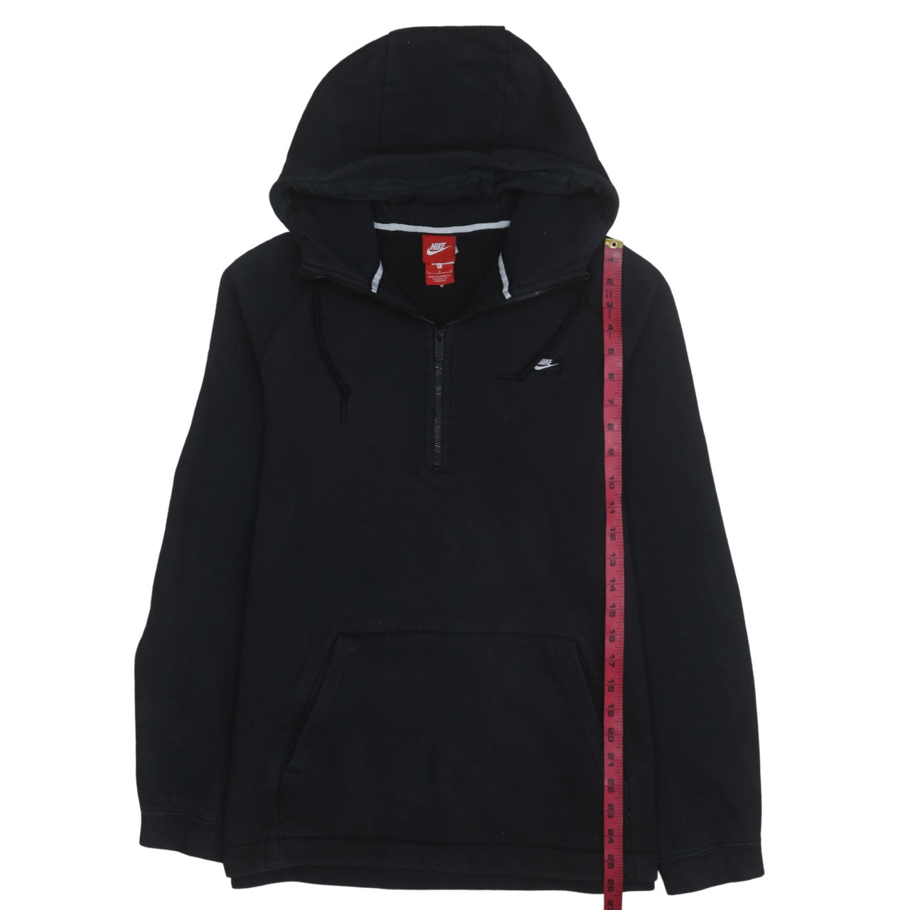 Nike Women Black L 1/2 Zip Hoodie Cotton Blend Pullover Sweatshirt