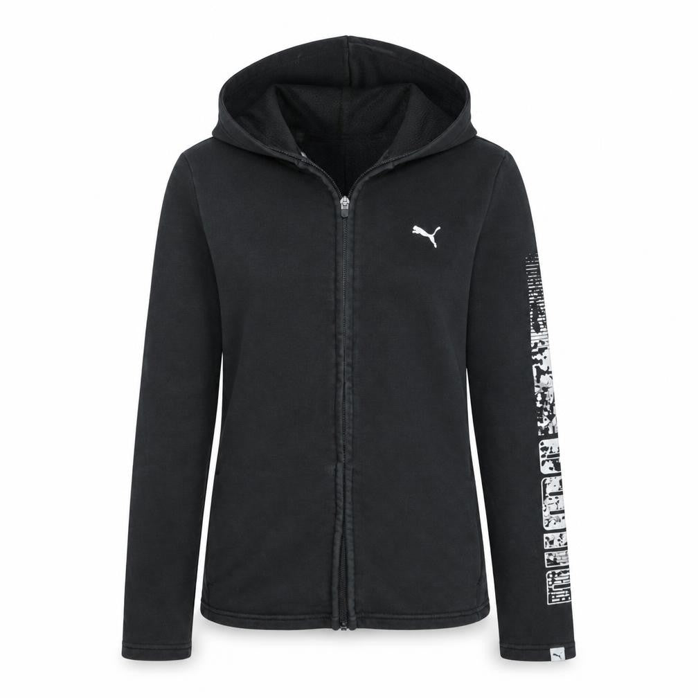 Puma Womens Black Full Zip Hoodie Size 10 Athletic Fit