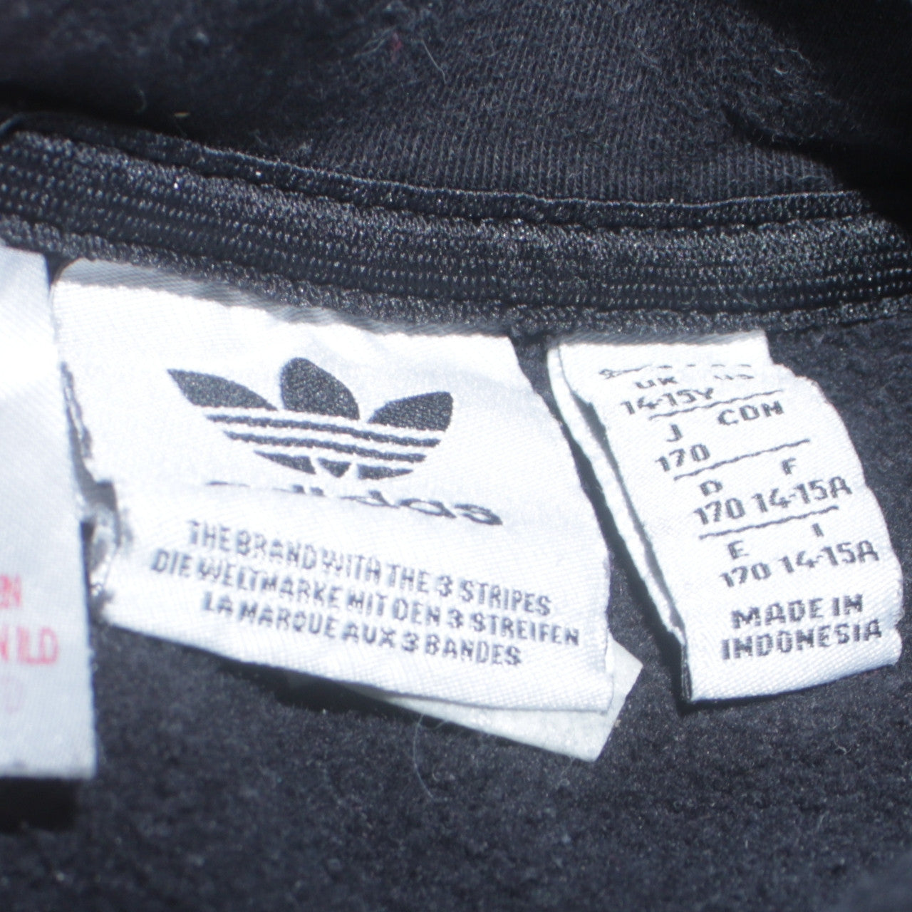 Adidas Boys Black Pullover Hoodie Size 14-15 Years Cotton Blend