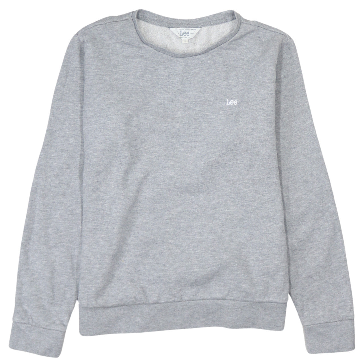 Lee Men Grey Small Regular Fit Crew Neck Pullover Sweatshirt