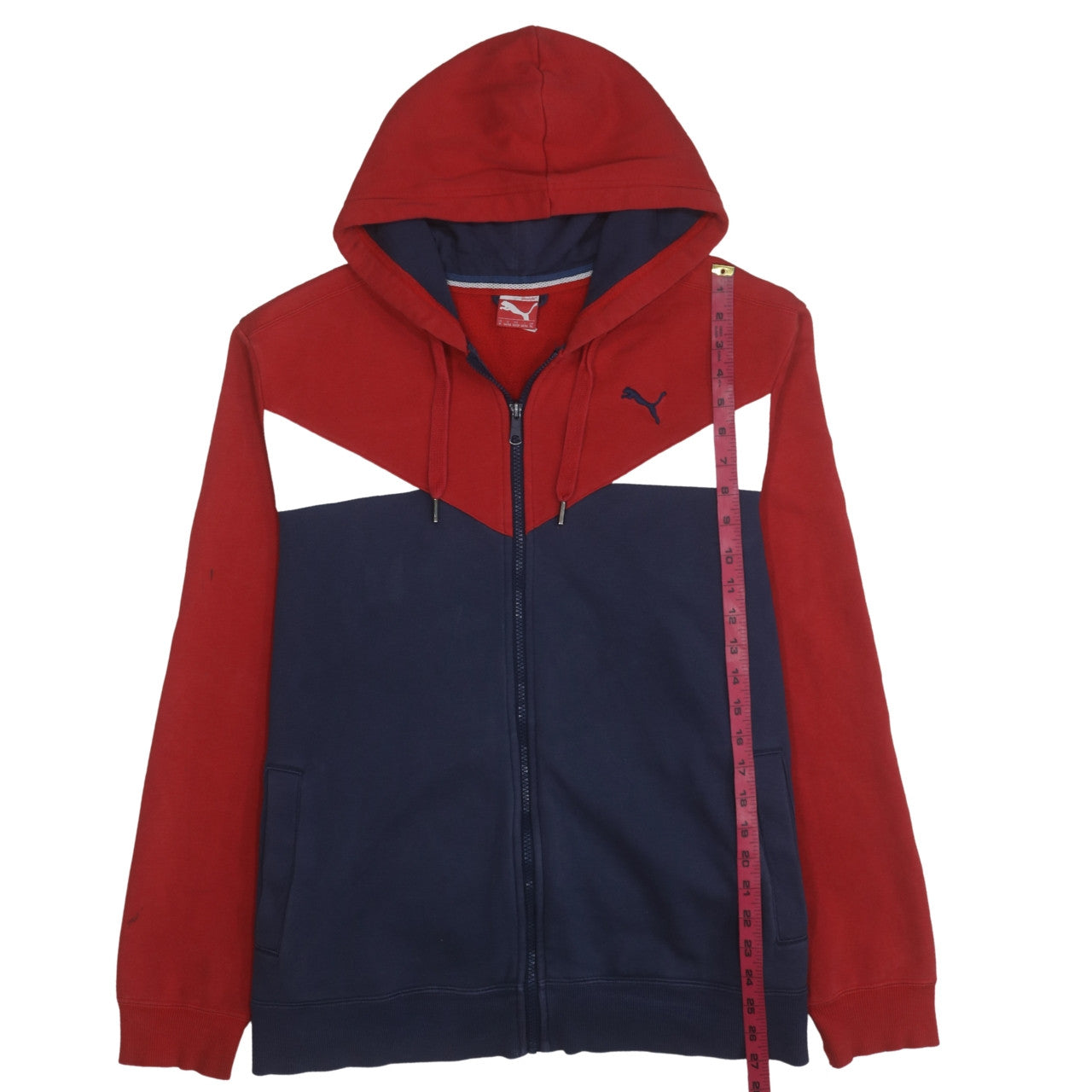 Puma Men’s Red Blue Full Zip Hoodie XL Regular Fit Sportswear