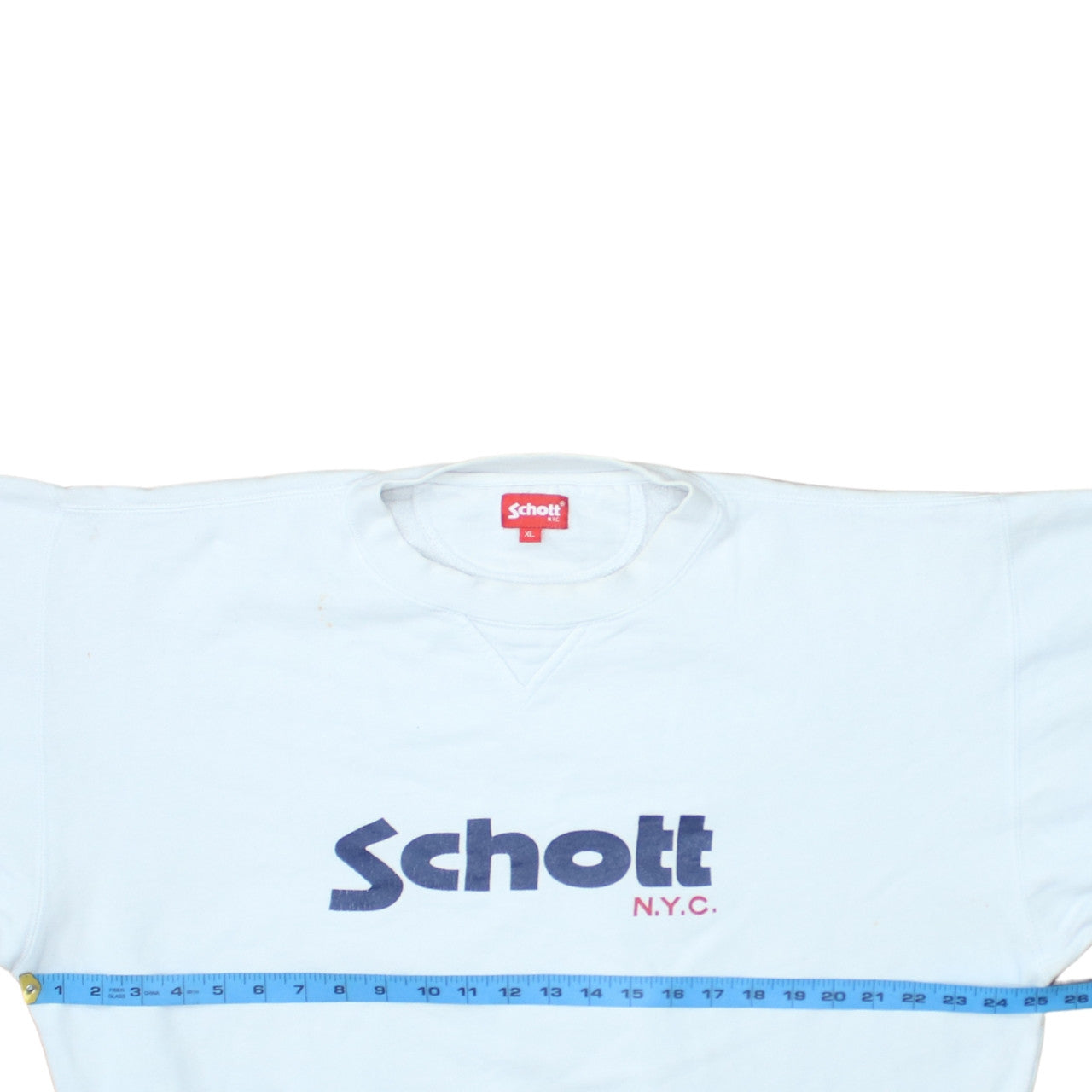 Schott NYC Men's White XL Crew Neck Logo Sweatshirt