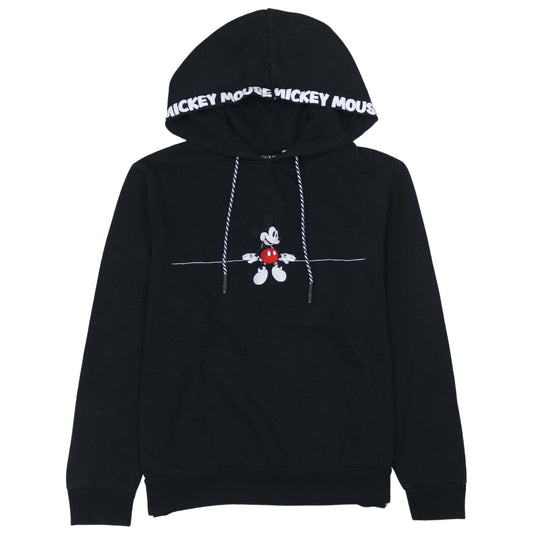 Disney Women Black Mickey Mouse Pullover Hoodie Size L 14/16