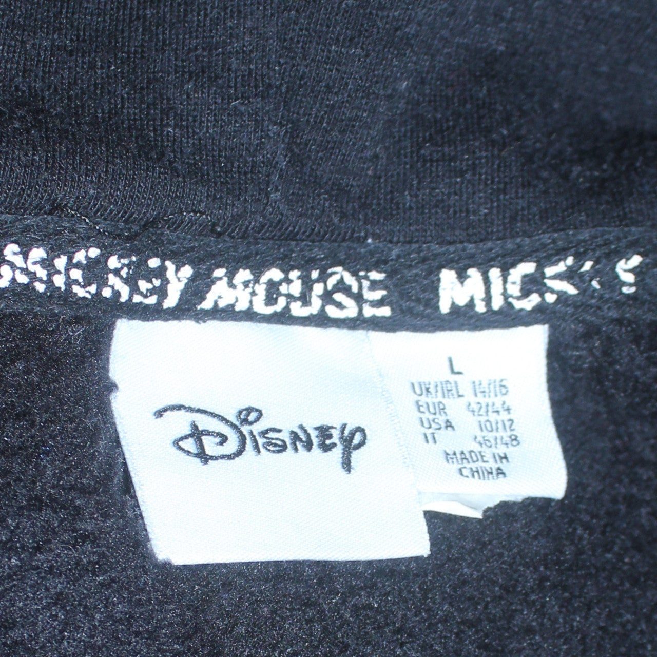 Disney Women Black Mickey Mouse Pullover Hoodie Size L 14/16