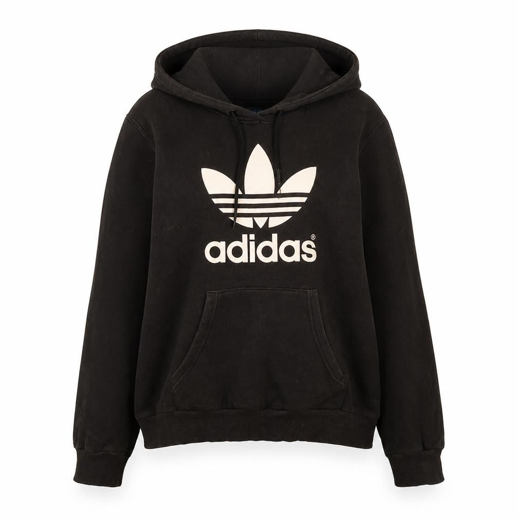Adidas Womens Black Pullover Hoodie Size 10 S Classic Trefoil Logo